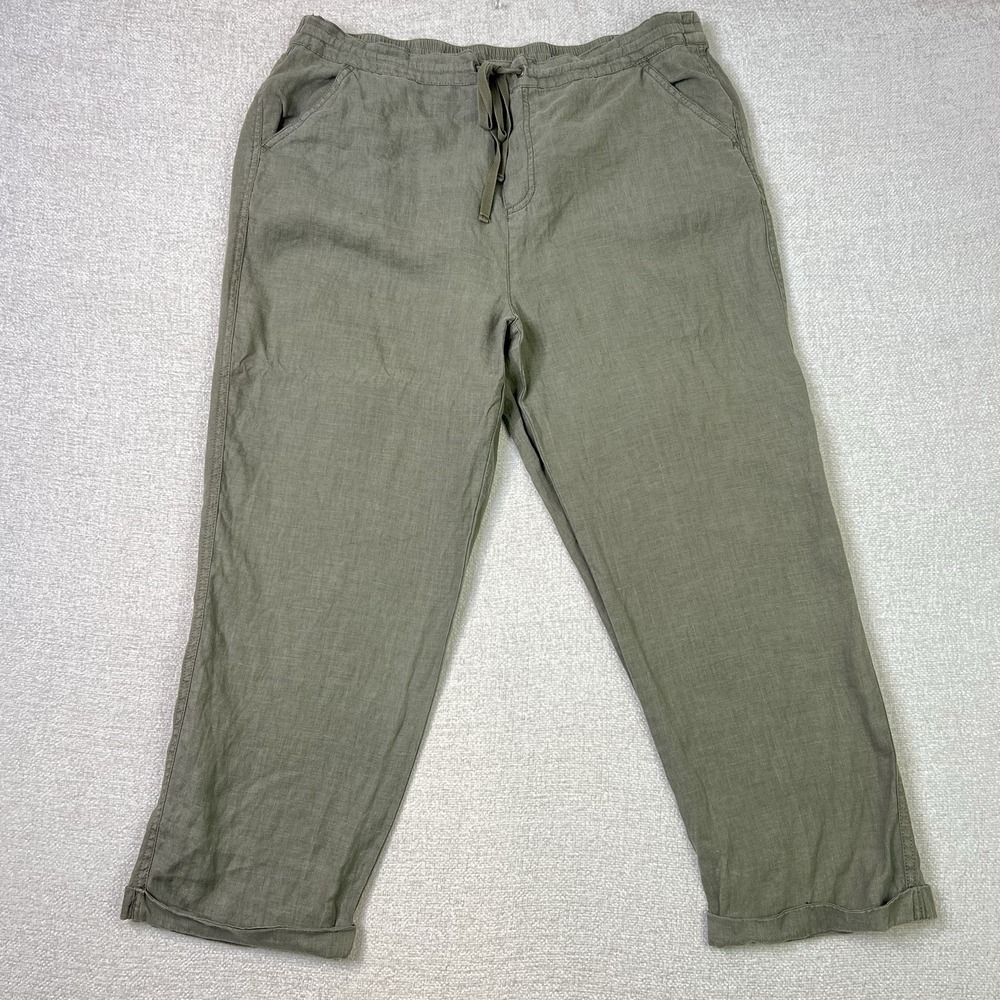 100% Cotton Boho Festival Barrel Gauze Wide Leg Drawstring Pant Green Size XL